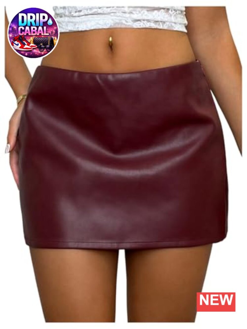 Faux Leather Mini Skirt Low Waist Y2K Streetwear Party Club